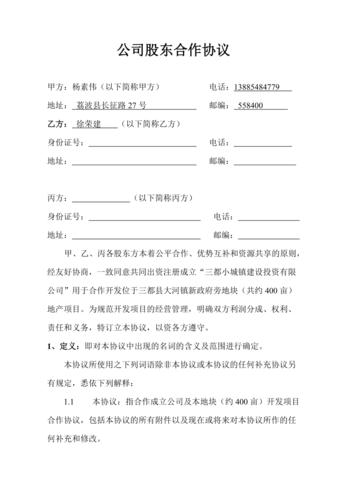 资源股-资源股东合作协议书